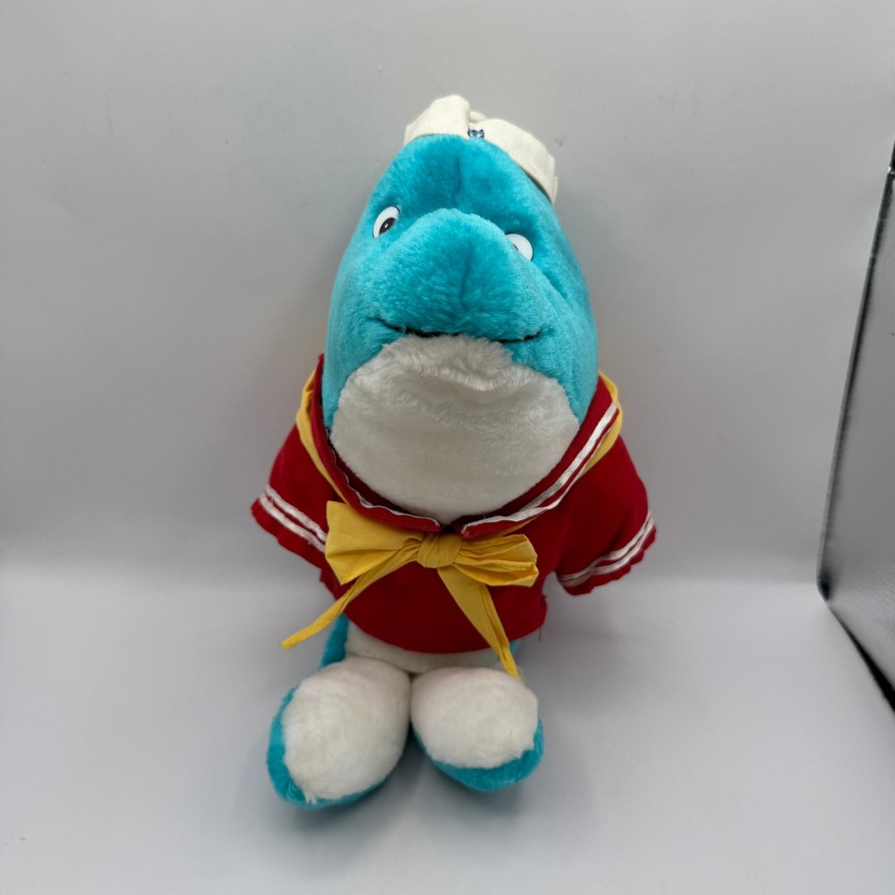 Royal Caribbean Cruise Line Dolphin Plush 15 Inch Teal Sailor Outfit Toy Vintage